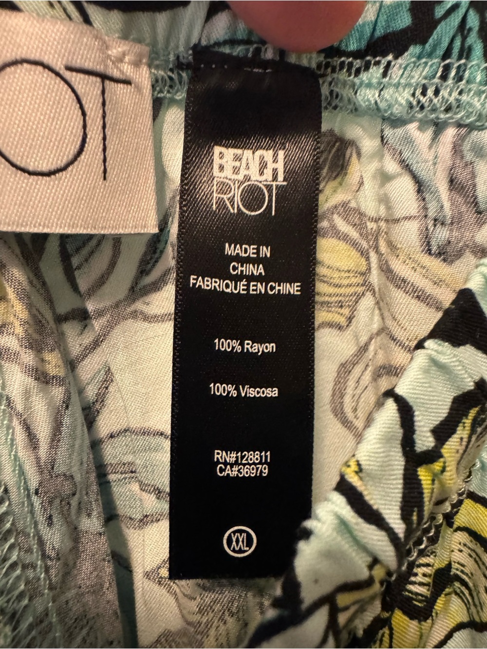 Beach Riot Tropical Floral Drawstring Lounge Beach Pants XXL Mint Green Rayon - Picture 5 of 7